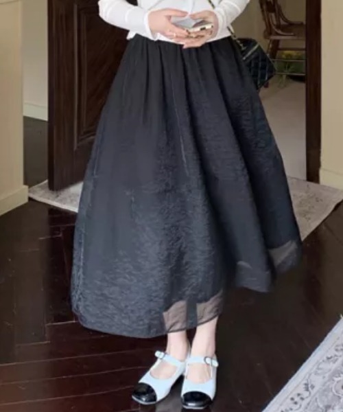 everycoco（エブリーココ）の「オーガンジー裾切り替えスカート（スカート・レディース・ブラック/アイボリー/モカ・FREE）」の8枚目の写真