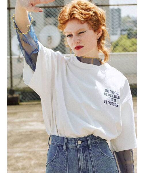 jouetie（ジュエティ）の「バックフラワーロゴBIGT（Tシャツ/カットソー・レディース・ブラック/パープル/オフホワイト/ピンク・MEDIUM）」の16枚目の写真