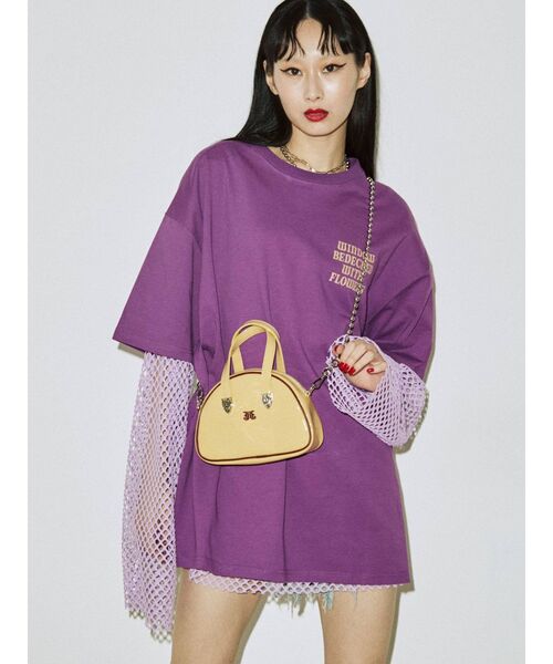 jouetie（ジュエティ）の「バックフラワーロゴBIGT（Tシャツ/カットソー・レディース・ブラック/パープル/オフホワイト/ピンク・MEDIUM）」の6枚目の写真