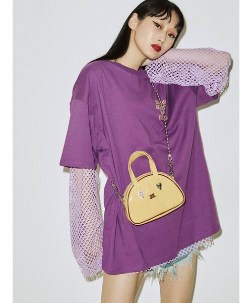 jouetie（ジュエティ）の「バックフラワーロゴBIGT（Tシャツ/カットソー・レディース・ブラック/パープル/オフホワイト/ピンク・MEDIUM）」の9枚目の写真