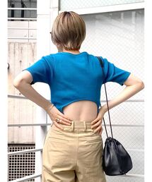 Ungrid | バックオープンフィットハーフスリーブTee(Tシャツ/カットソー)