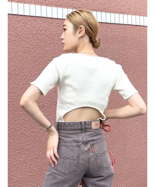 Ungrid（アングリッド）の「バックオープンフィットハーフスリーブTee（Tシャツ/カットソー・レディース・オフホワイト/ブラック/ピンク/ブルー・FREE）」の20枚目の写真