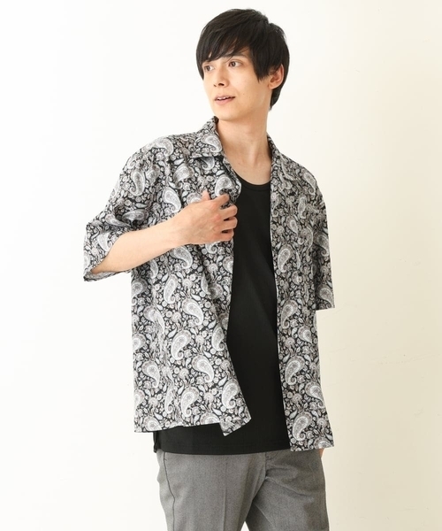 a.v.v（アーヴェヴェ）の「ペイズリープリントオープンカラーシャツ（シャツ/ブラウス・メンズ・ブラック/ベージュ・48/46）」の15枚目の写真
