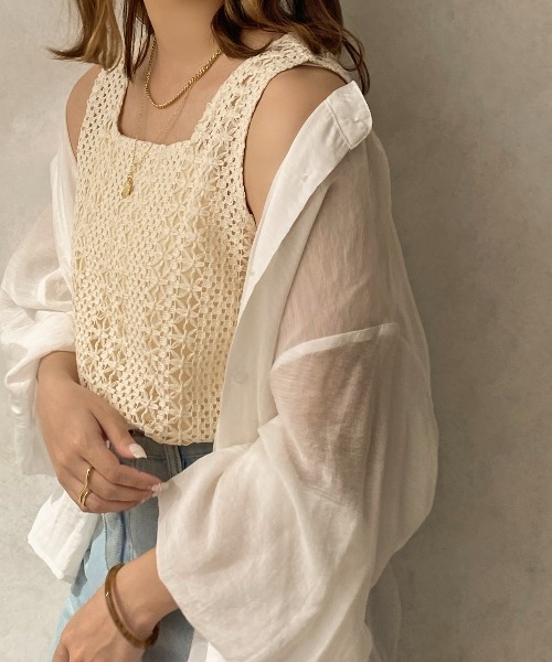 apres jour clair(アプレジュールクレア)の「【apres jour clair】かぎ針編み風タンク【ZOZOTOWN限定アイテム】(タンクトップ・レディース・アイボリー/モカ/ピンクベージュ・X-LARGE/フリー)」の9枚目の写真