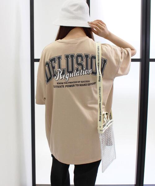 INGNI（イング）の「BACKロゴチュニックTシャツ（Tシャツ/カットソー・レディース・ブラック/ベージュ/ホワイト×グリーン/ホワイト×ブルー・M）」の4枚目の写真
