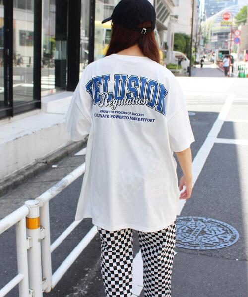INGNI（イング）の「BACKロゴチュニックTシャツ（Tシャツ/カットソー・レディース・ブラック/ベージュ/ホワイト×グリーン/ホワイト×ブルー・M）」の9枚目の写真
