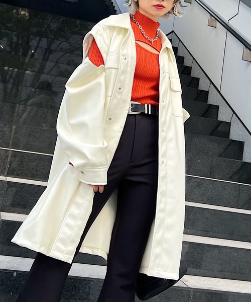 PAGEBOY（ページボーイ）の「エコレザーカスタムロングブルゾン（ブルゾン・レディース・ブラック/オフホワイト/モカ・FREE）」の13枚目の写真