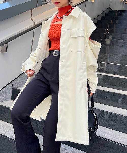 PAGEBOY エコレザーカスタムロングブルゾン ブラック PAGEBOY（ページボーイ）の「エコレザーカスタムロングブルゾン