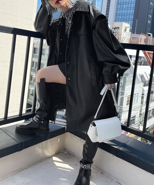 PAGEBOY（ページボーイ）の「エコレザーカスタムロングブルゾン（ブルゾン・レディース・ブラック/オフホワイト/モカ・FREE）」の18枚目の写真