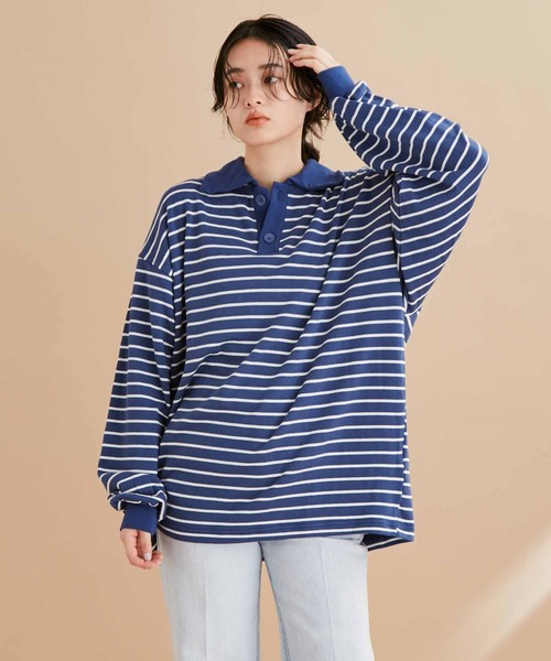 ADAM ET ROPE'(アダムエロペ)の「新色を携えて再登場!!【WEB限定】ビッグカラースーパーストレッチ ルーズポロシャツ/ユニセックス(スウェット・メンズ・ブラック/ライトグレー/ブルー系その他・M/L)」の1枚目の写真