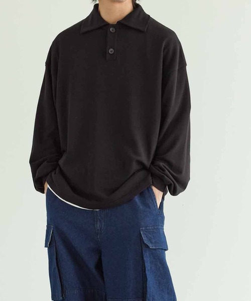 ADAM ET ROPE'(アダムエロペ)の「新色を携えて再登場!!【WEB限定】ビッグカラースーパーストレッチ ルーズポロシャツ/ユニセックス(スウェット・メンズ・ブラック/ライトグレー/ブルー系その他・M/L)」の2枚目の写真