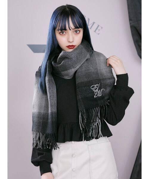 EATME（イートミー）の「E/Mロゴチェックストール（ストール/ショール・レディース・ブラウン/ブラック・FREE）」の11枚目の写真