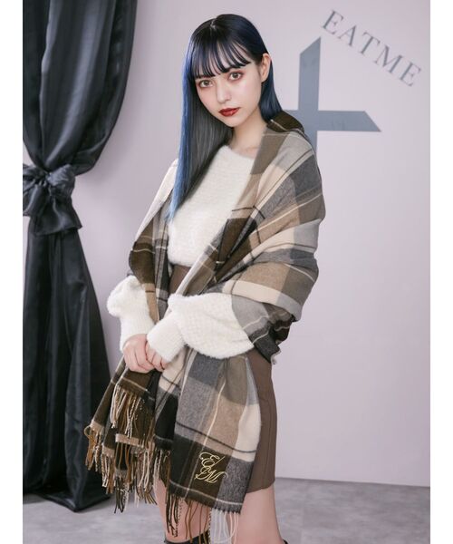 EATME（イートミー）の「E/Mロゴチェックストール（ストール/ショール・レディース・ブラウン/ブラック・FREE）」の12枚目の写真