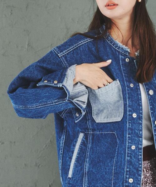 coen（コーエン）の「デニムファインジャケット（デニムジャケット・レディース・ブラック/コバルトブルー/ネイビー・L/M）」の13枚目の写真