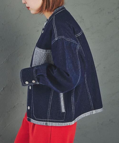 coen（コーエン）の「デニムファインジャケット（デニムジャケット・レディース・ブラック/コバルトブルー/ネイビー・L/M）」の15枚目の写真