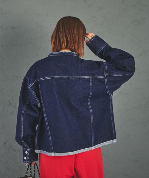 coen（コーエン）の「デニムファインジャケット（デニムジャケット・レディース・ブラック/コバルトブルー/ネイビー・L/M）」の19枚目の写真