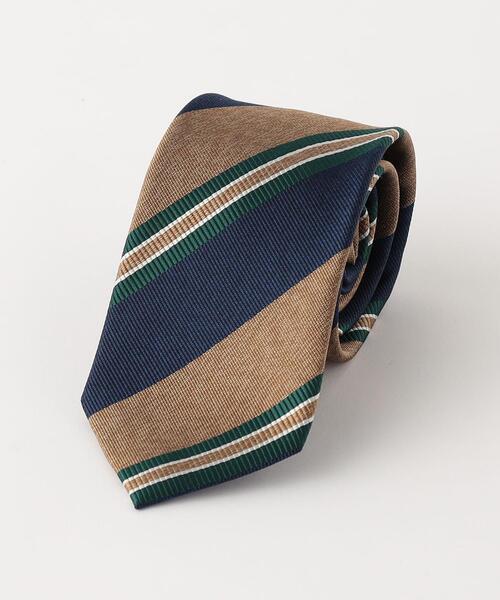 green label relaxing(グリーンレーベルリラクシング)の「GLR ヴィンテージ レップ 8.0cm ストライプ1 ネクタイ(ネクタイ・メンズ・ベージュ/ネイビー/オレンジ/ワインレッド・FREE)」の2枚目の写真