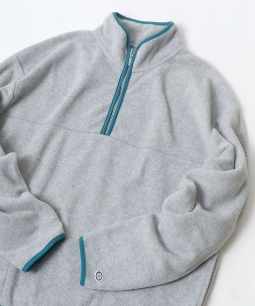 DISCUS（ディスカス）の「DISCUS/ディスカス オーバーサイズ スナップ釦 ハーフジップ フリーススウェット レディース メンズ トレーナー（スウェット・レディース・ブラック/パープル/サックスブルー/グリーン/アイボリー/オートミール/ベージュ系その他2/グリーン系その他2/ベージュ系その他/グリーン系その他・M/L/XL）」の4枚目の写真