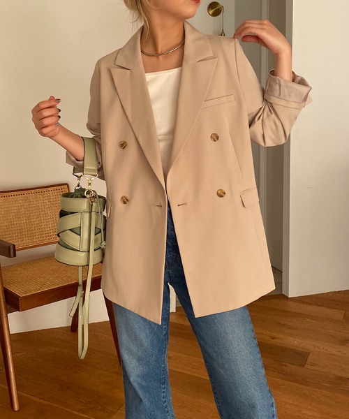 CAPRICIEUX LE'MAGE（カプリシューレマージュ）の「テーラードジャケット（テーラードジャケット・レディース・ピンク/グリーン系その他/ライトベージュ・FREE）」の2枚目の写真