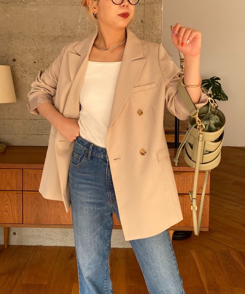 CAPRICIEUX LE'MAGE（カプリシューレマージュ）の「テーラードジャケット（テーラードジャケット・レディース・ピンク/グリーン系その他/ライトベージュ・FREE）」の5枚目の写真