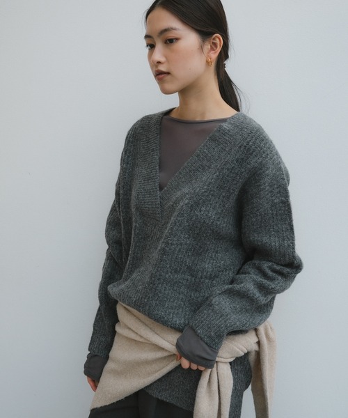 セール】片畦Vネックニットトップス（ニット/セーター）｜andme