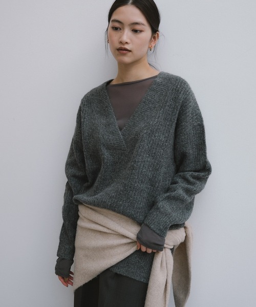 セール】片畦Vネックニットトップス（ニット/セーター）｜andme