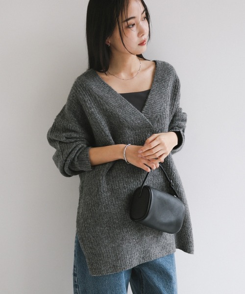 セール】片畦Vネックニットトップス（ニット/セーター）｜andme