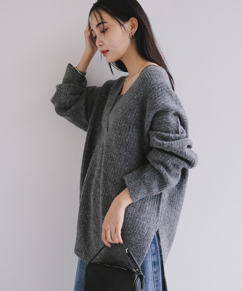 セール】片畦Vネックニットトップス（ニット/セーター）｜andme