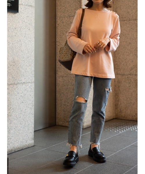 JUMELLE（ジュメロ）の「ショルダーボタンカットソー（Tシャツ/カットソー・レディース・ピンク/ベージュ・FREE）」の8枚目の写真