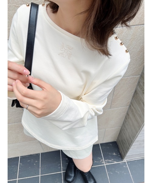 JUMELLE（ジュメロ）の「ショルダーボタンカットソー（Tシャツ/カットソー・レディース・ピンク/ベージュ・FREE）」の6枚目の写真