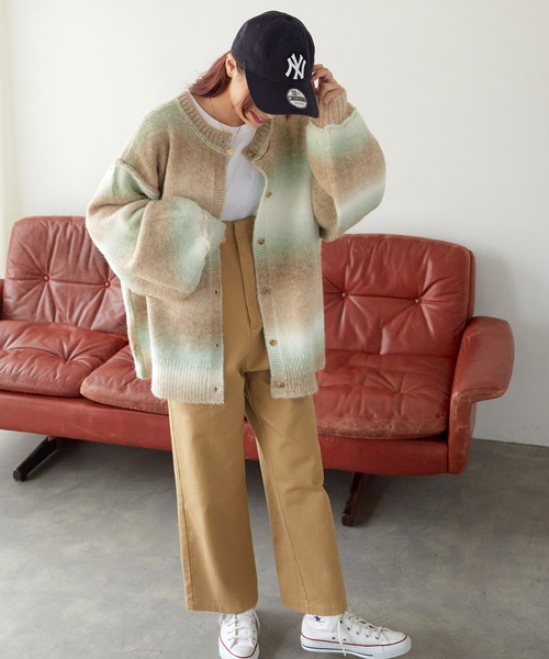 Chaco closet（チャコ クローゼット）の「オーバーサイズ グラデーションニットカーディガン（カーディガン/ボレロ・レディース・グレー/グリーン/ピンク/パープル/イエロー/カーキ/ブラック・FREE）」の8枚目の写真