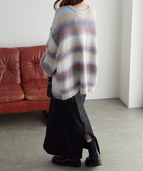 Chaco closet（チャコ クローゼット）の「オーバーサイズ グラデーションニットカーディガン（カーディガン/ボレロ・レディース・グレー/グリーン/ピンク/パープル/イエロー/カーキ/ブラック・FREE）」の10枚目の写真