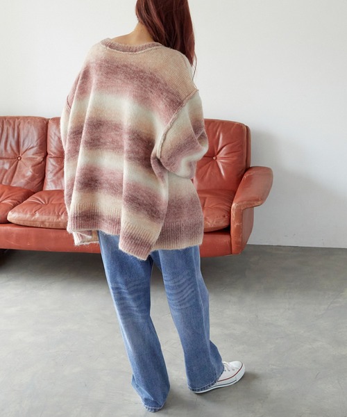 Chaco closet（チャコ クローゼット）の「オーバーサイズ グラデーションニットカーディガン（カーディガン/ボレロ・レディース・グレー/グリーン/ピンク/パープル/イエロー/カーキ/ブラック・FREE）」の13枚目の写真