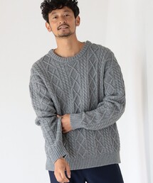 B:MING by BEAMS（ビーミングバイビームス）の「B:MING by BEAMS / ケーブル ウール クルーネック ニット（ニット/セーター・メンズ）」