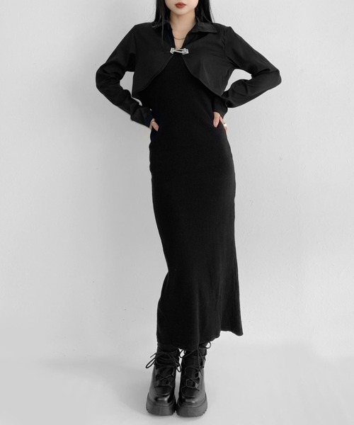 LVEU.(ラブユ.)の「Design hook cropped shirt jacket / デザインフッククロップドシャツジャケット(シャツ/ブラウス・レディース・ブラック・FREE)」の7枚目の写真