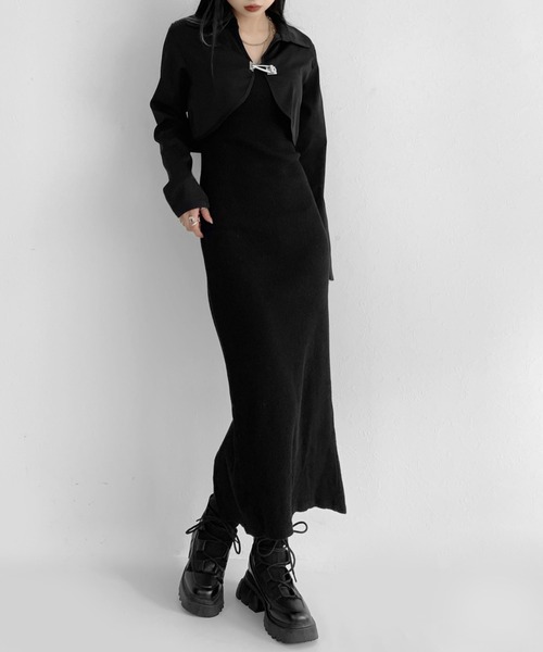 LVEU.(ラブユ.)の「Design hook cropped shirt jacket / デザインフッククロップドシャツジャケット(シャツ/ブラウス・レディース・ブラック・FREE)」の4枚目の写真