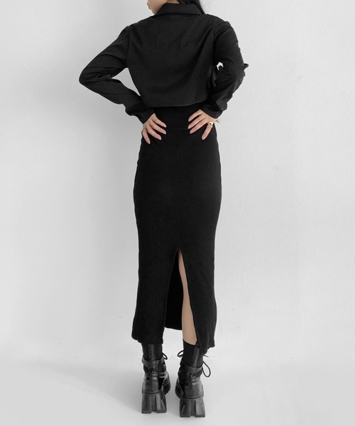 LVEU.(ラブユ.)の「Design hook cropped shirt jacket / デザインフッククロップドシャツジャケット(シャツ/ブラウス・レディース・ブラック・FREE)」の2枚目の写真