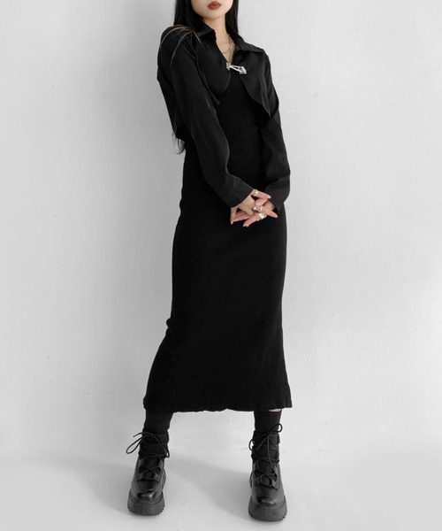 LVEU.(ラブユ.)の「Design hook cropped shirt jacket / デザインフッククロップドシャツジャケット(シャツ/ブラウス・レディース・ブラック・FREE)」の9枚目の写真