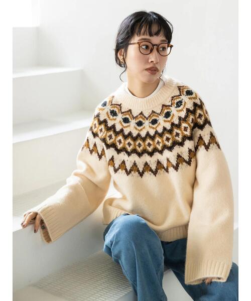 CRAFT STANDARD BOUTIQUE（クラフトスタンダードブティック）の「求心ジャガードニットプルオーバー　＊◆（ニット/セーター・レディース・グレー/ブラック/アイボリー・FREE）」の4枚目の写真