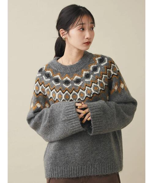 CRAFT STANDARD BOUTIQUE（クラフトスタンダードブティック）の「求心ジャガードニットプルオーバー　＊◆（ニット/セーター・レディース・グレー/ブラック/アイボリー・FREE）」の5枚目の写真