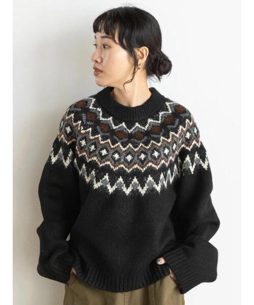 CRAFT STANDARD BOUTIQUE（クラフトスタンダードブティック）の「求心ジャガードニットプルオーバー　＊◆（ニット/セーター・レディース・グレー/ブラック/アイボリー・FREE）」の6枚目の写真