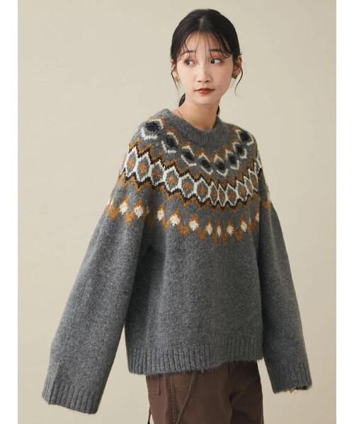 CRAFT STANDARD BOUTIQUE（クラフトスタンダードブティック）の「求心ジャガードニットプルオーバー　＊◆（ニット/セーター・レディース・グレー/ブラック/アイボリー・FREE）」の7枚目の写真