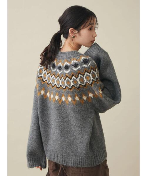 CRAFT STANDARD BOUTIQUE（クラフトスタンダードブティック）の「求心ジャガードニットプルオーバー　＊◆（ニット/セーター・レディース・グレー/ブラック/アイボリー・FREE）」の8枚目の写真