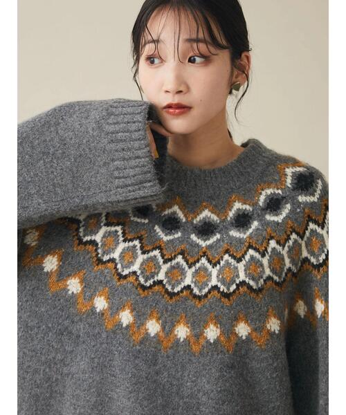 CRAFT STANDARD BOUTIQUE（クラフトスタンダードブティック）の「求心ジャガードニットプルオーバー　＊◆（ニット/セーター・レディース・グレー/ブラック/アイボリー・FREE）」の9枚目の写真