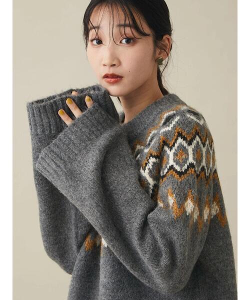 CRAFT STANDARD BOUTIQUE（クラフトスタンダードブティック）の「求心ジャガードニットプルオーバー　＊◆（ニット/セーター・レディース・グレー/ブラック/アイボリー・FREE）」の10枚目の写真