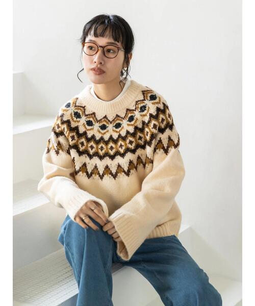 CRAFT STANDARD BOUTIQUE（クラフトスタンダードブティック）の「求心ジャガードニットプルオーバー　＊◆（ニット/セーター・レディース・グレー/ブラック/アイボリー・FREE）」の19枚目の写真