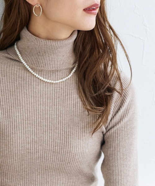 Pierrot（ピエロ）の「リブタートルネックニット（ニット/セーター・レディース・グレー系その他/ベージュ系その他/オフホワイト/ブラック/ライトブルー/ピンク系その他/オレンジ系その他/キャメル/杢グレー/グリーン・M/L）」の13枚目の写真