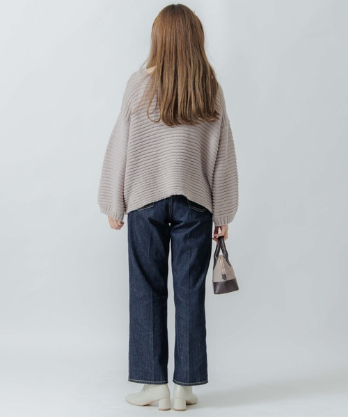 flower（フラワー）の「ニュアンスガーターニット（ニット/セーター・レディース・グレー/アイボリー・FREE）」の6枚目の写真