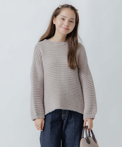 flower（フラワー）の「ニュアンスガーターニット（ニット/セーター・レディース・グレー/アイボリー・FREE）」の8枚目の写真