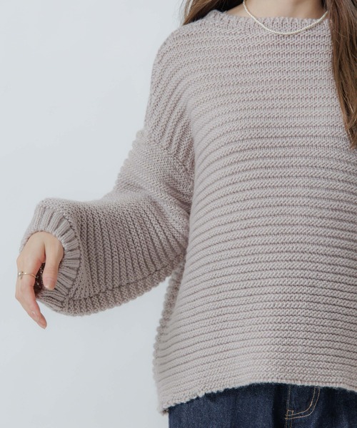 flower（フラワー）の「ニュアンスガーターニット（ニット/セーター・レディース・グレー/アイボリー・FREE）」の11枚目の写真